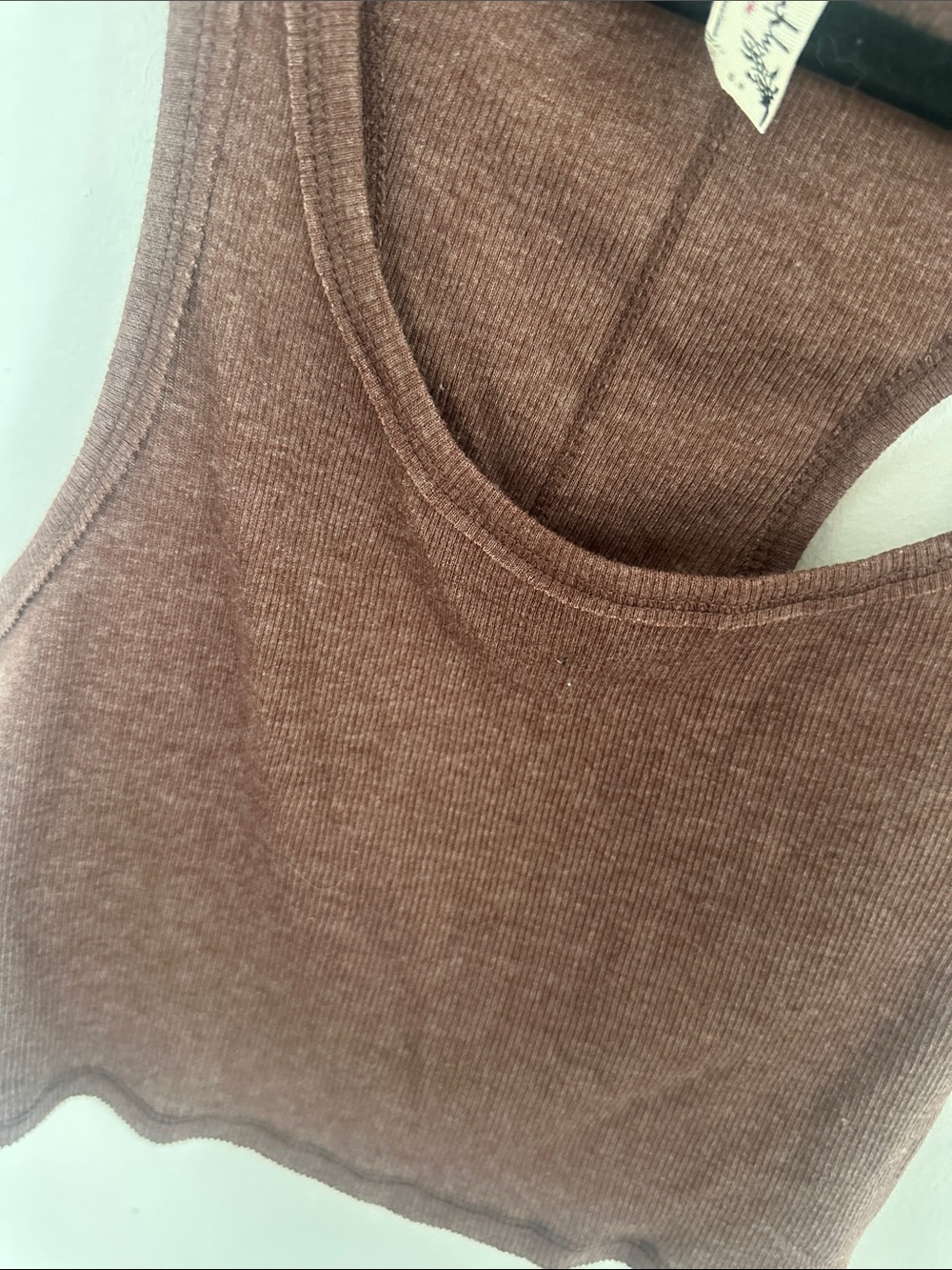 Free People Chocolate Brown Ribbed Racerback Crop - Picture 2 of 4